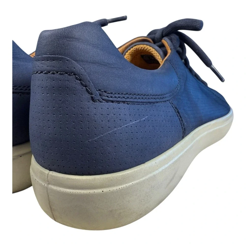 ECCO Soft 7 Perforated Street Sneakers Navy Leather Shoes Mens 45 US 11-11.5